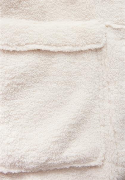 Teddy-Mantel mit Kapuze snow cream