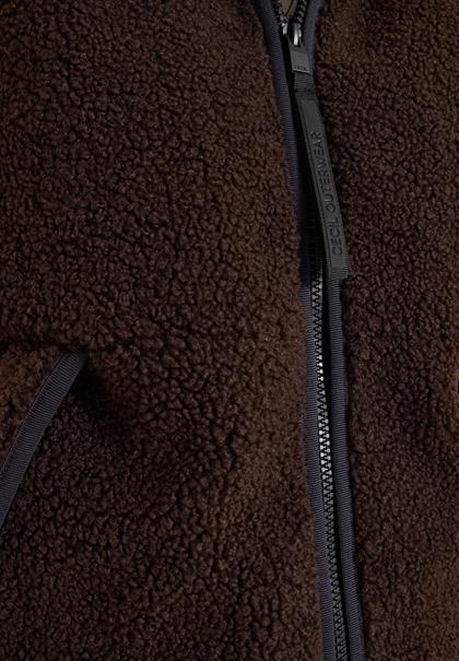 Teddy-Weste mit abnehmbarer Kapuze chocolate sauce brown