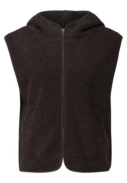 Teddy Weste mit Kapuze deep roast brown