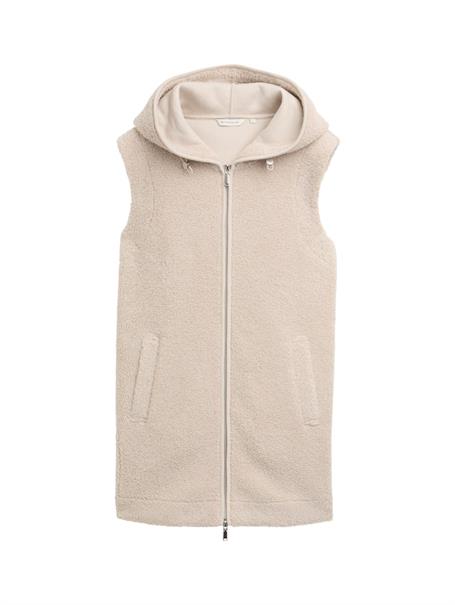 Teddy Weste mit Kapuze soft taupe grey melange