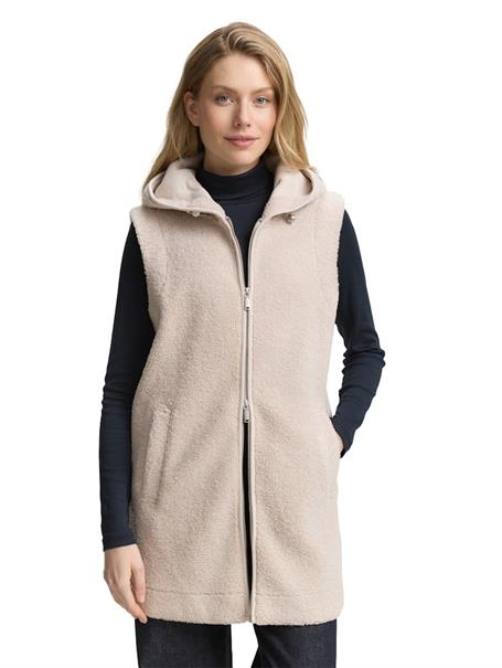 Teddy Weste mit Kapuze soft taupe grey melange