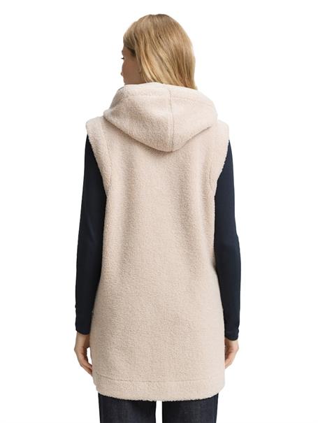 Teddy Weste mit Kapuze soft taupe grey melange