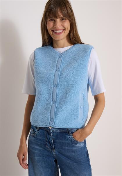 Teddy-Weste mit Softshelldetails easy blue