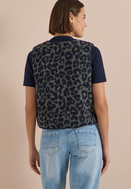 Teddy-Weste mit Softshelldetails und Leo-Muster dried olive green
