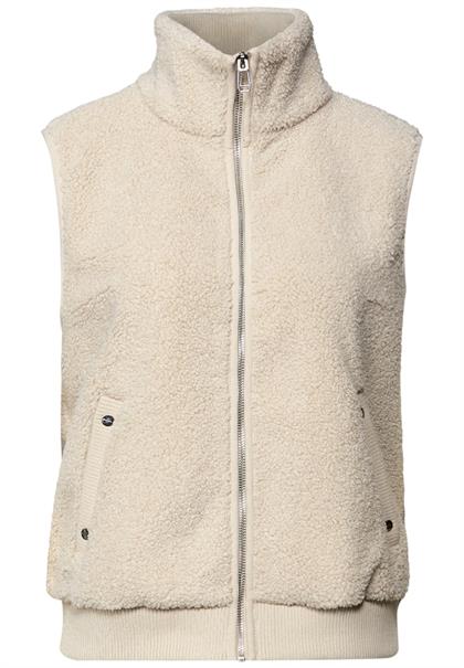Teddy-Weste mit Strickdetail soft fawn beige