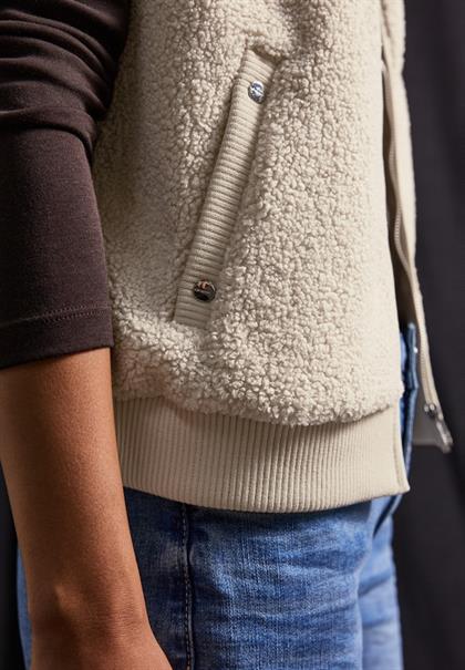 Teddy-Weste mit Strickdetail soft fawn beige