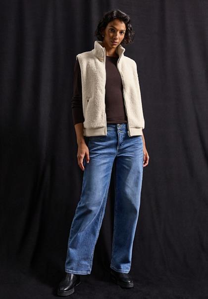 Teddy Weste mit Strickdetail soft fawn beige