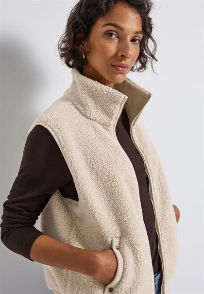 Teddy Weste mit Strickdetail soft fawn beige