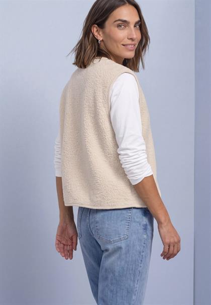 Teddy-Weste mit Zipper und Corddetails soft fawn beige