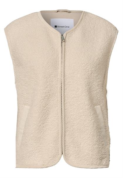 Teddy-Weste mit Zipper und Corddetails soft fawn beige