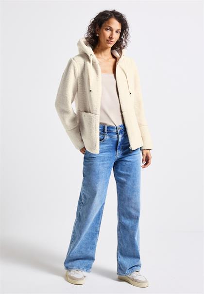 Teddyjacke mit Kapuze pastel sand