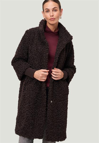 Teddymantel mit Stehkragen chocolate plum
