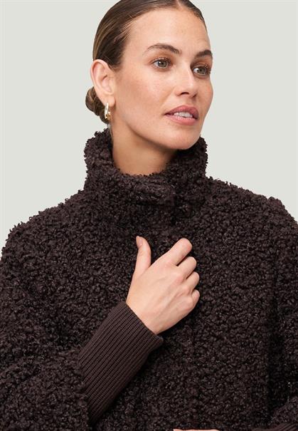 Teddymantel mit Stehkragen chocolate plum