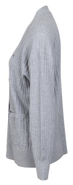 TEXTURED RELAXED V-NK CARDIGAN light grey heather