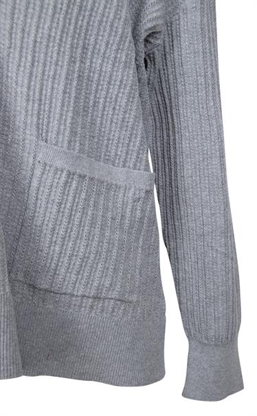 TEXTURED RELAXED V-NK CARDIGAN light grey heather