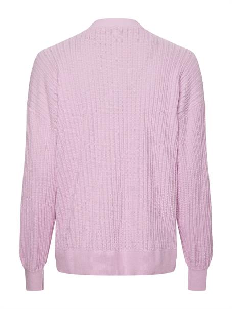 TEXTURED RELAXED V-NK CARDIGAN luminous lilac