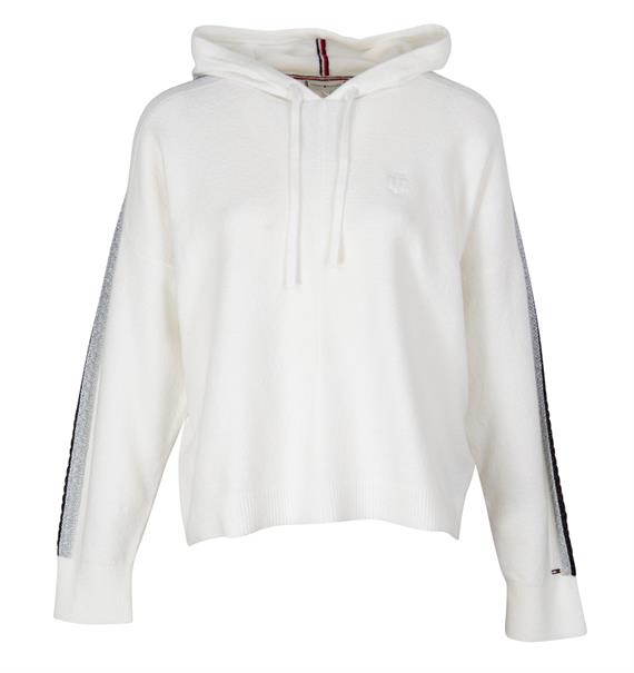 TH FLEX RELAXED FIT METALLIC-HOODIE ecru