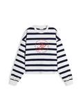 TH ROUNDAL C-NK RLX LONGSLEEVE wide strp ecru - dark night navy