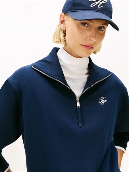 TH SCRIPT HALF ZIP TERRY SWTSHRT dark night navy