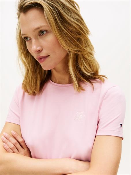 TH SCRIPT REG C-NK SS TEE bonita pink