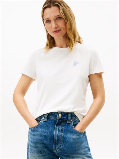 TH SCRIPT REG C-NK SS TEE ecru