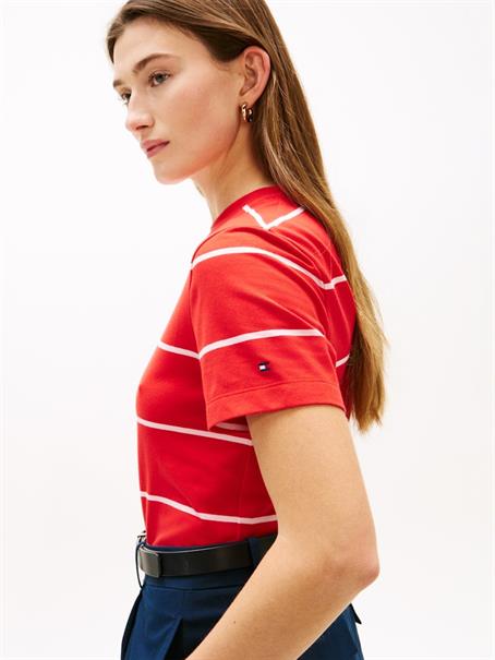 TH SCRIPT REG C-NK SS TEE fine stp fireworks - bonita pink