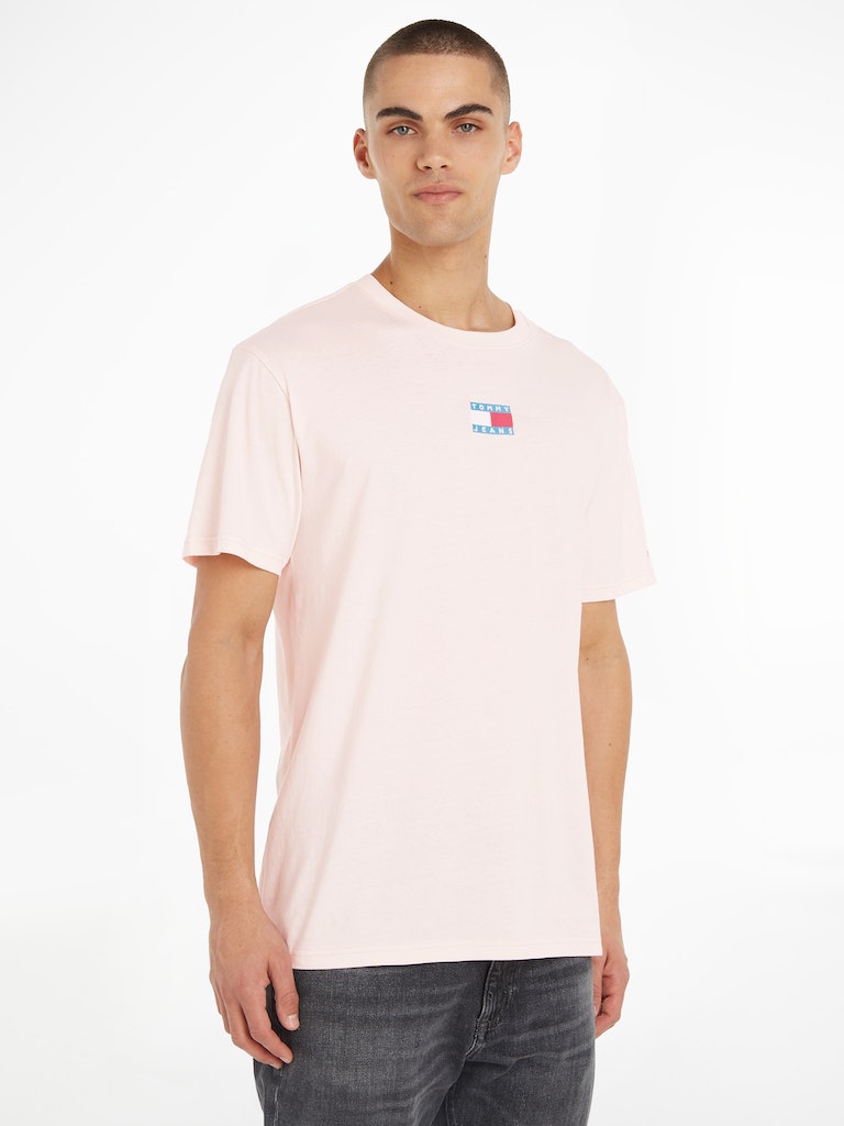 Tommy Jeans Herren T-Shirt TJM CLSC CENTER POP FLAG TEE faint pink bequem  online kaufen bei