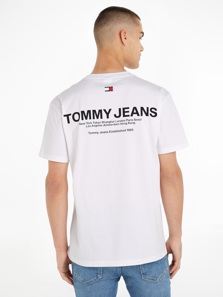 Tommy Jeans Herren T-Shirt TJM CLSC LINEAR BACK PRINT TEE white bequem  online kaufen bei