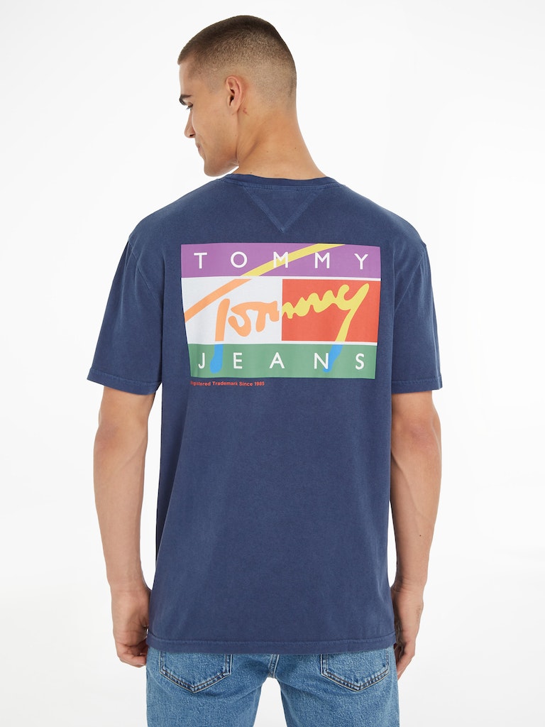 Tommy Jeans Herren T-Shirt TJM CLSC SIGNATURE POP FLAG TEE twilight navy  bequem online kaufen bei
