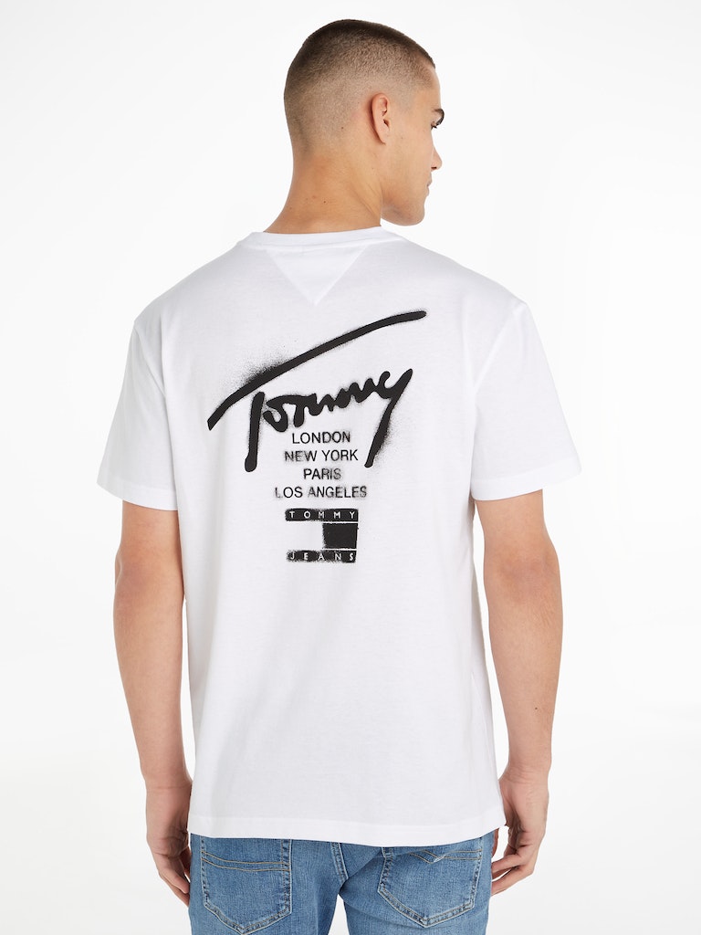 Tommy Jeans Herren T-Shirt TJM CLSC SPRAY SIGNATURE TEE black bequem online  kaufen bei