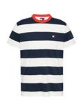 TJM REG BOLD STRIPE TEE dark night navy - ecru