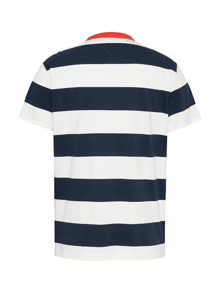 TJM REG BOLD STRIPE TEE dark night navy - ecru
