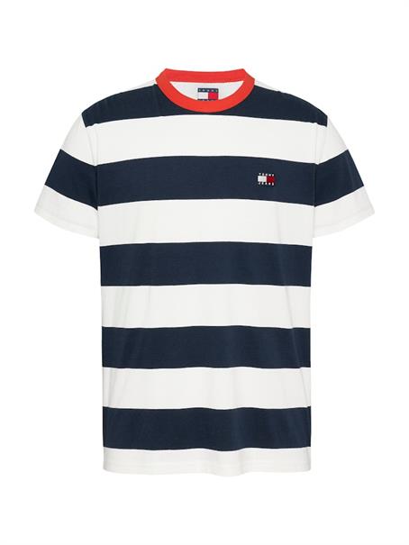 TJM REG BOLD STRIPE TEE dark night navy - ecru