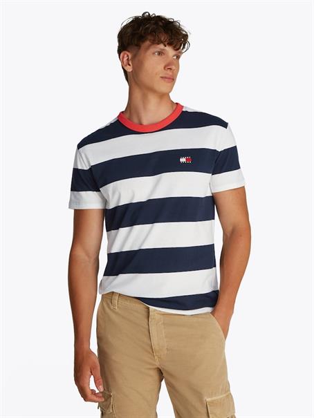 TJM REG BOLD STRIPE TEE dark night navy - ecru