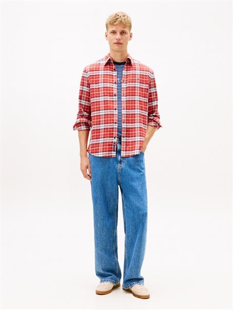 TJM REG FLANNEL CHECK SHIRT EXT terracotta red-big check