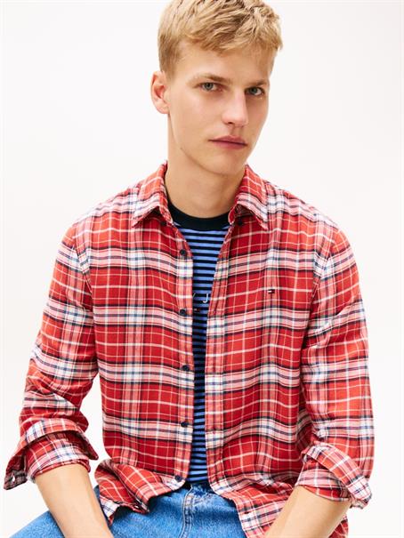 TJM REG FLANNEL CHECK SHIRT EXT terracotta red-big check