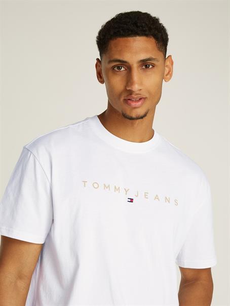 TJM REG GOLD LINEAR LOGO TEE EXT white