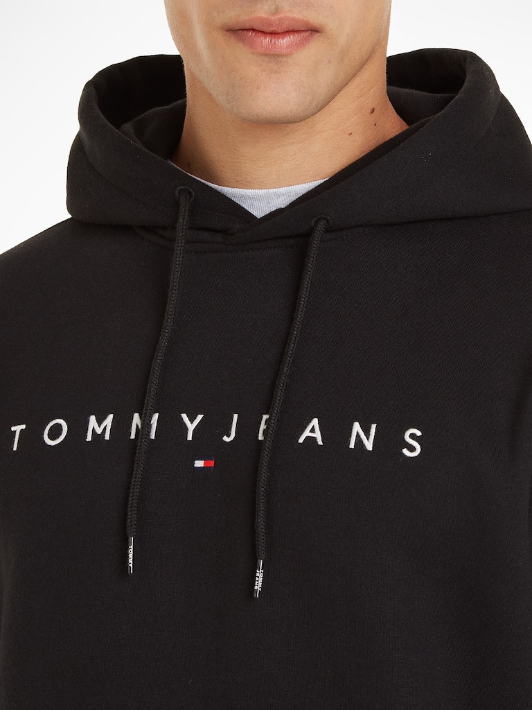 Tommy Jeans Herren Sweatshirt TJM REG LINEAR LOGO HOODIE EXT black bequem  online kaufen bei