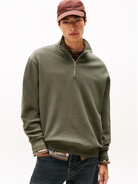 TJM RLX WAFFLE SCRIPT QRTR ZIP pewter green