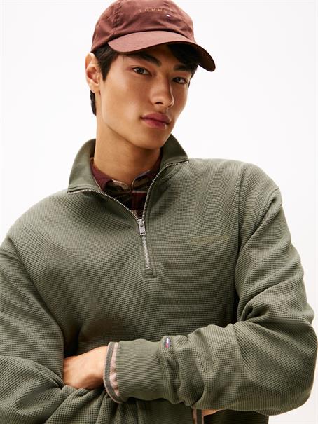 TJM RLX WAFFLE SCRIPT QRTR ZIP pewter green