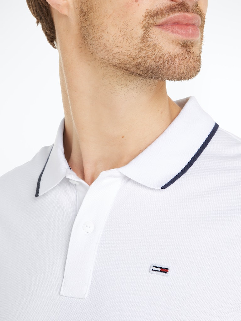 Tommy Jeans Herren Polo-Shirt TJM SLIM FLAG CUFFS POLO dark night  
