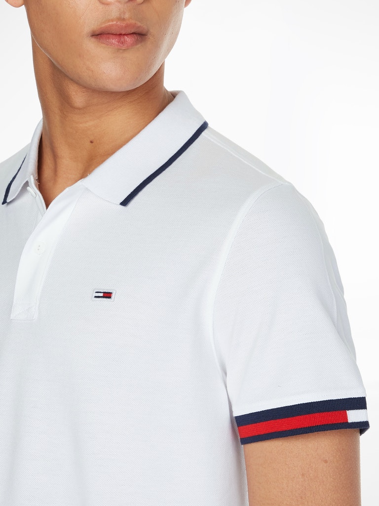 Tommy Jeans Herren Polo-Shirt TJM SLIM FLAG CUFFS POLO dark night  
