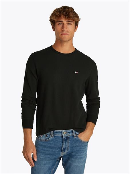 TJM SLIM WAFFLE L/S TEE EXT black