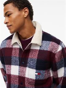 TJM TEDDY COLLAR BRUSHED SHACKET dark night navy - buffalo check
