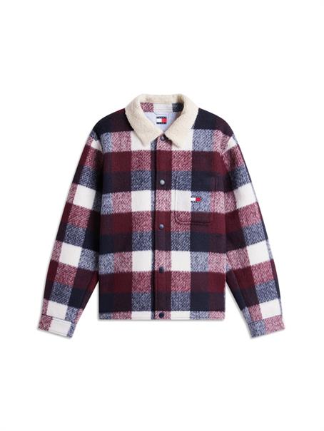 TJM TEDDY COLLAR BRUSHED SHACKET dark night navy - buffalo check