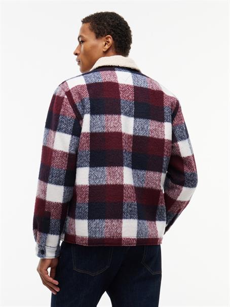 TJM TEDDY COLLAR BRUSHED SHACKET dark night navy - buffalo check