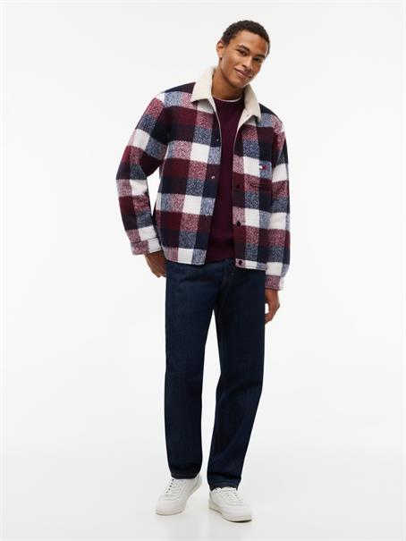 TJM TEDDY COLLAR BRUSHED SHACKET dark night navy - buffalo check