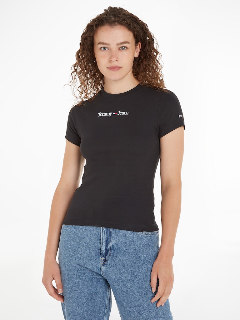 Jeans bei LINEAR SS SERIF bequem BABY TJW online Tommy Damen kaufen T-Shirt black
