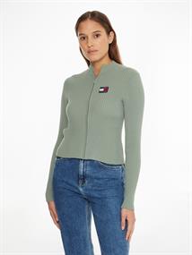 TJW BADGE ZIP TRHU SWEATER dusty sage