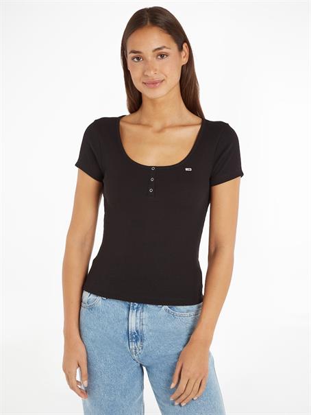 TJW BBY BUTTON RIB C-NECK black